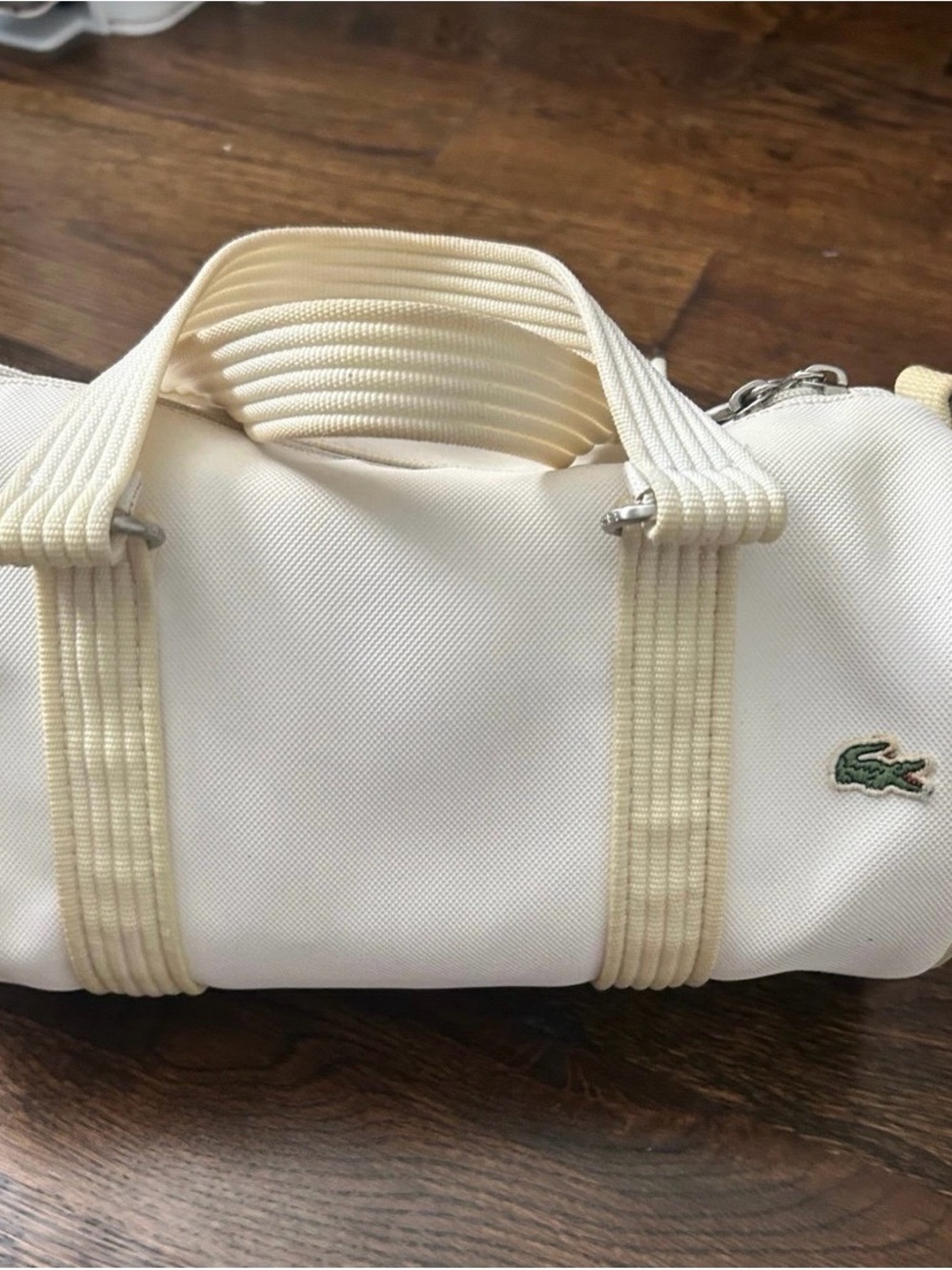 Lacoste Cream and Green Men's Duffel Bag